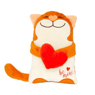 Подушка в машину декоративна котик Be mine" оранжево-білий Tigres