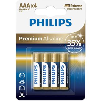 Батарейка циліндрична лужна 1,5 В AAA (4 шт.) Premium Alkaline PHILIPS