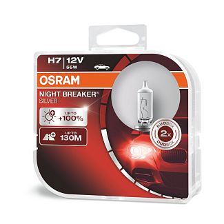 Галогенные лампы H7 55W 12V Night Breaker +100% комплект Osram