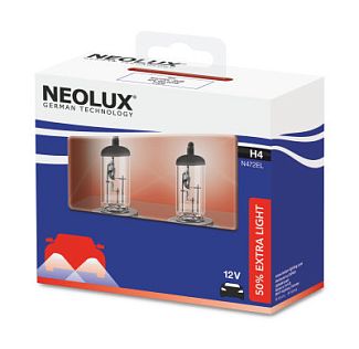Галогенные лампы H4 60/55W 12V Extra Light +50% комплект NEOLUX