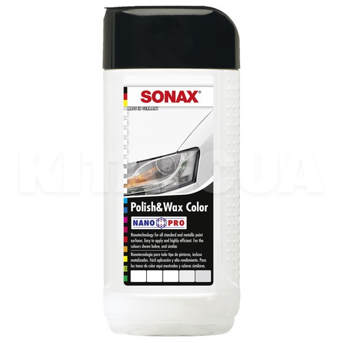 Цветной полироль c воском белый 250мл Polish&Wax Color NanoPro Sonax (296041)