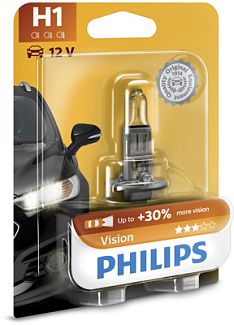 Галогенна лампа H1 55W 12V Vision +30% блістер PHILIPS