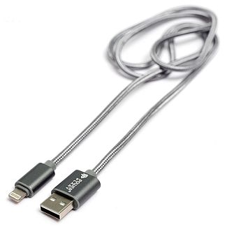 Кабель USB - Lightning 1м серый PowerPlant