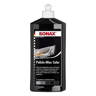 Цветной полироль c воском черный 500мл Polish&Wax Color NanoPro Sonax