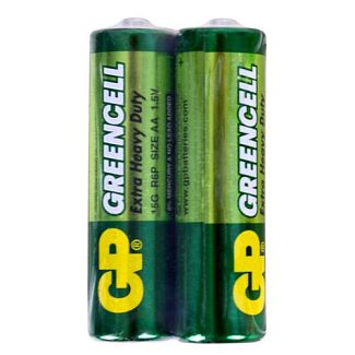 Батарейка цилиндрическая марганцево-цинковая AA 1,5 В 2 шт. в пленке GREENCELL GP