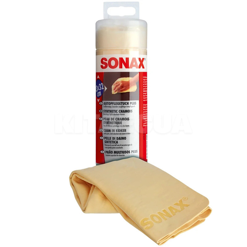 Искусственная замшевая тряпка для авто 43x32см для сушки в тубе Sonax (417700)