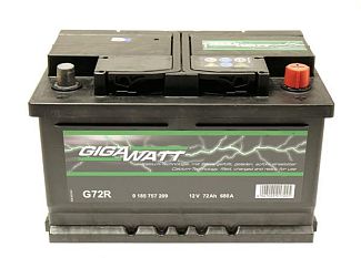 Аккумулятор автомобильный 72Ач 680А "+" справа GIGAWATT