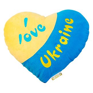 Подушка в машину декоративна "Я люблю Україну" жовто-блакитна Tigres