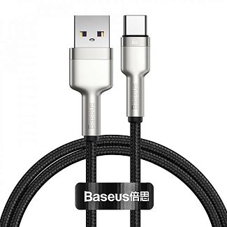 Кабель USB - Type-C 66W Cafule Metal Data 0.25м черный BASEUS