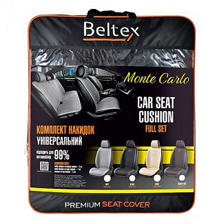 Накидки на сидіння чорно-червоні з підголівником Monte Carlo BELTEX