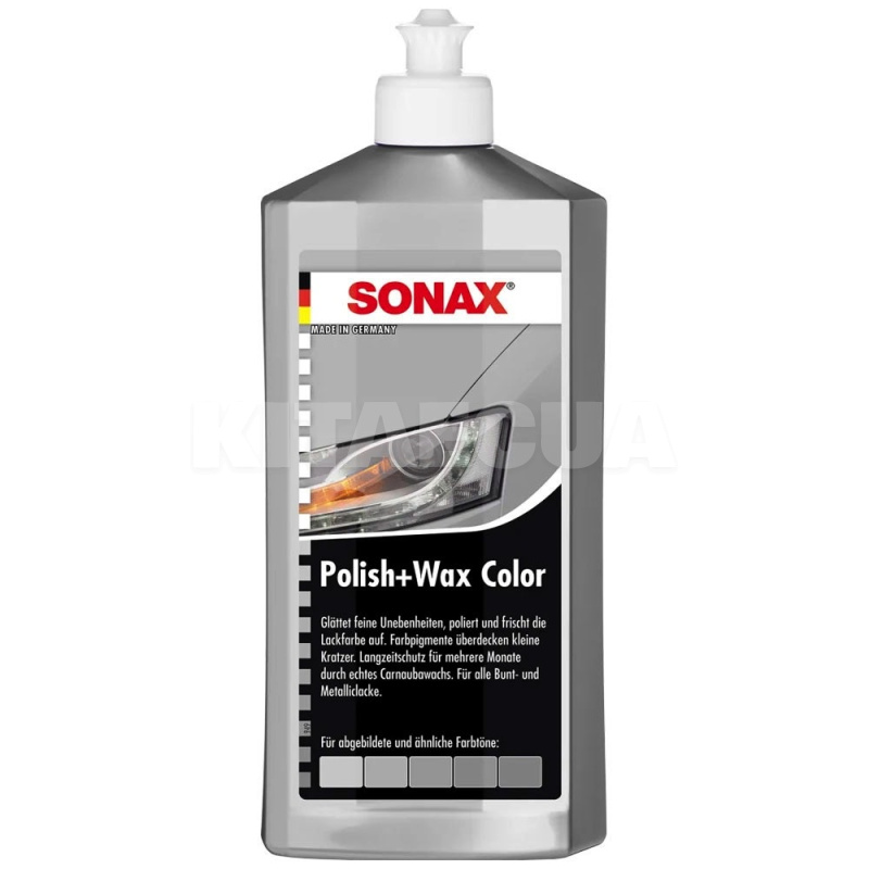 Цветной полироль c воском серая 250мл Polish&Wax Color NanoPro Sonax (296341)