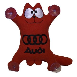 Игрушка для автомобиля красная на присосках Кот Саймон "Audi" 