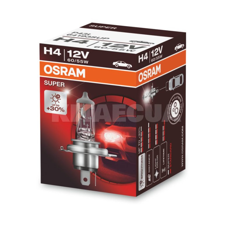 Галогенная лампа H4 12V 60/55W Super +30% Osram (64193SUP)
