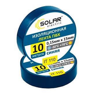 Ізолента 10м х 15мм синя Solar