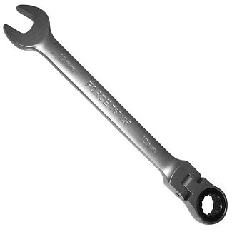 Ключ рожково-накидной 12 мм х 173 мм с трещоткой и шарниром FORCE