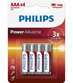 Батарейка циліндрична лужна 1,5 В AAA (4 шт.) Power Alkaline PHILIPS