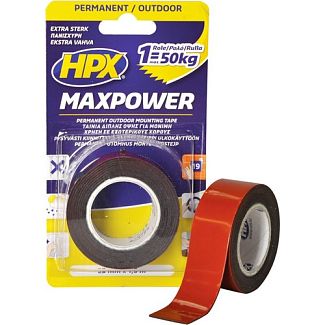 Двостороння стрічка Maxpower Outdoor для екстремальних навантажень чорна 1.5 м х 25 мм HPX