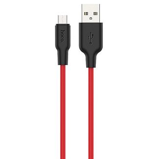 Кабель USB - microUSB 2.4А X21 Plus Silicone 2м черно/красный HOCO