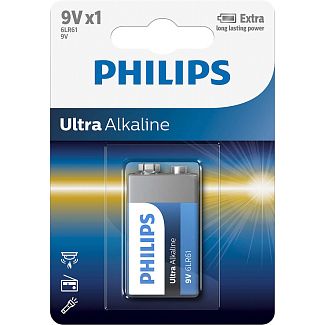 Батарейка прямокутна лужна 9 в PP3 (Krona) Ultra Alkaline PHILIPS