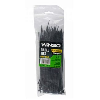 Стяжки чорні пластикові 200 х 2.5 мм 100 шт. Winso