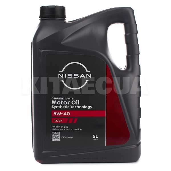 Масло моторное синтетическое 5л 5W-40 Motor Oil NISSAN (KE900-90042)
