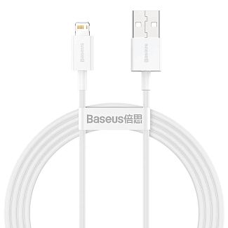 Кабель USB Lightning 2.4A 1.5м білий BASEUS